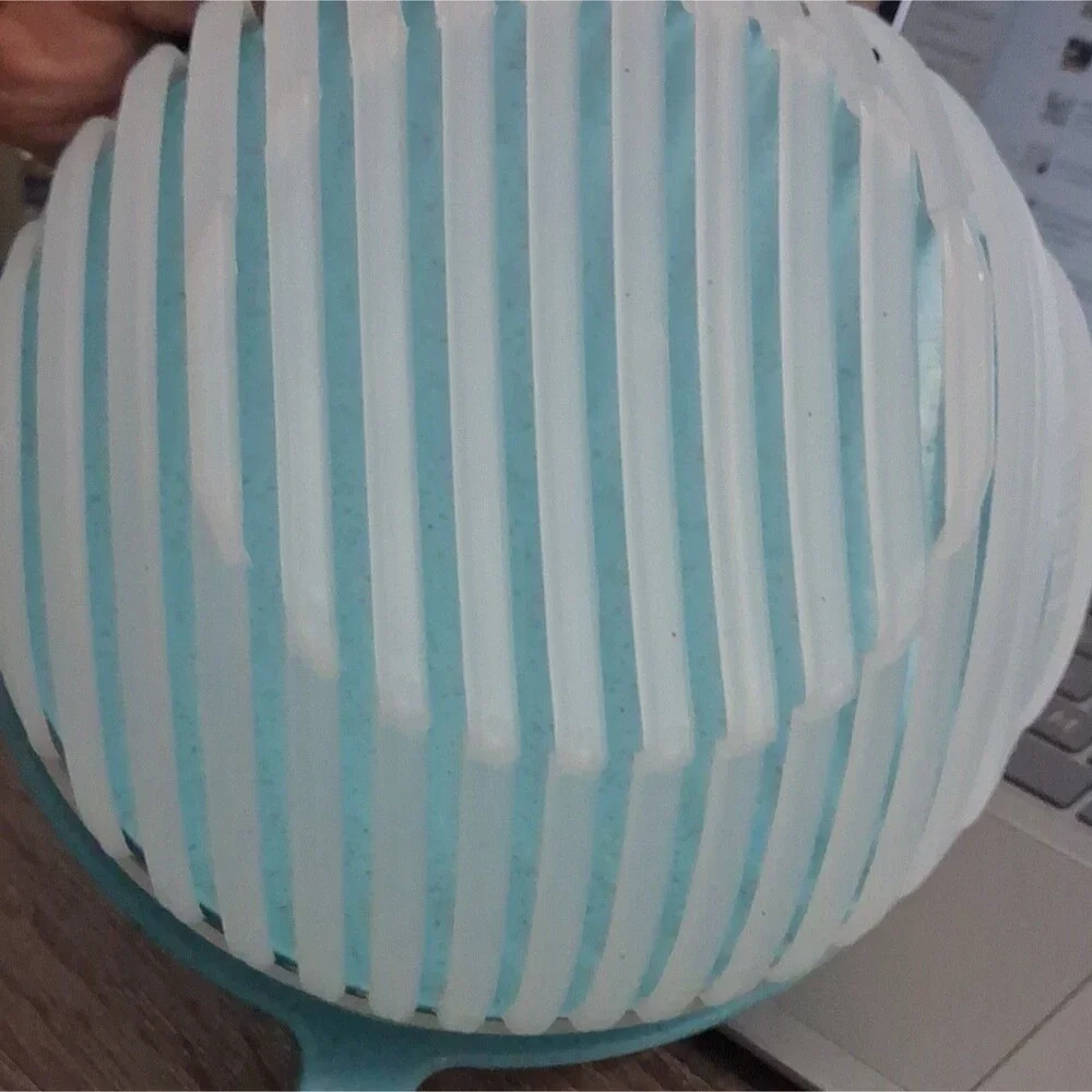 60 Second Salad Large Plastic Bowl & Strainer Set Food Strainer Blue/White